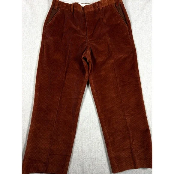 NWT $149 Orvis Wellington Supercord Pants 36x29 Rust Orange Leather Trim - Picture 5 of 16